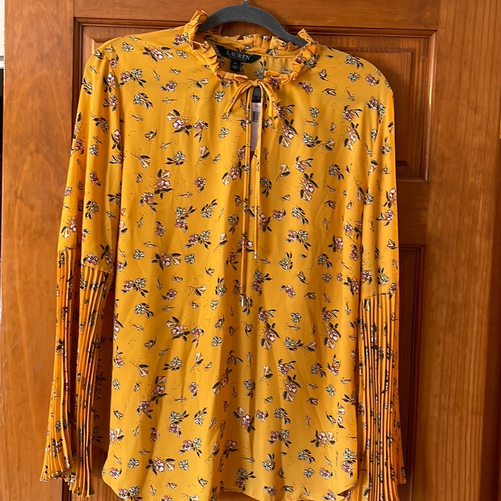 NWT LAUREN Ralph Lauren gold mustard blouse XL